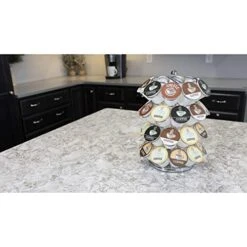 K Cup Holder – Compatible With K-Cups, Coffee Pod Carousel | 40 K Cup Holder, Spins 360-Degrees, Lazy Susan Platform, Modern Chrome Design, Home Or Office Kitchen Counter Organizer -Wilton Shop 41Em9XifIUL