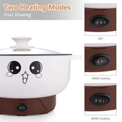 4-in-1 Multifunction Electric Cooker Skillet Wok Electric Hot Pot For Cook Rice Fried Noodles Stew Soup Steamed Fish Boiled Egg Small Non-stick With Lid (2.3L, Without Steamer) -Wilton Shop 41EnLZFjEcL