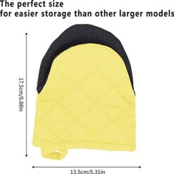 Mini Oven Mitts, 2 Pack Heat Resistant 300 ºF Little Oven Gloves Pot Holder Neoprene Cotton Trivet For Kitchen Cooking - Non-Slip Grip, Hanging Loop, 7 X 6 Inches, Grey (Yellow) -Wilton Shop 41EzKQ13HTL