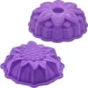 Silicone Regular And Fluted Cake Pan, 8 Inch Flower Cake Mold - Set Of 2