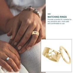 Holibanna Couples Rings Ring Sets Matching Couple Rings Set: Golden Alloy Finger Rings Open Band Rings For Him Her Wedding Engagement Jewelry Holiday Birthay Gift Friendship Rings Ring Sets -Wilton Shop 41F2ChVPKBL