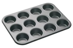 Kitchen Craft Masterclass Heavy Duty 12 Hole Cupcake Baking Tray Tin Pan With Double Layer Non-Stick Coating | Ideal For Baking Buns, Cupcakes, Yorkshire Puddings And Muffins