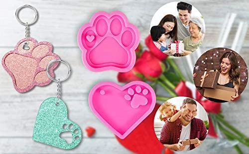 PEGAFOX 5 Pcs Love Paw Print Keychain Silicone Resin Molds Heart Dog Paw Candy Fondant Mold For DIY Mother's Day Valentine's Day Gifts, Dog Tag Polymer Clay, Cake Decorating,Candy Cube Mold1 7 PEGAFOX 5 Pcs Love Paw Print Keychain Silicone Resin Molds Heart Dog Paw Candy Fondant Mold For DIY Mother's Day Valentine's Day Gifts, Dog Tag Polymer Clay, Cake Decorating,Candy Cube Mold1 - Image 5
