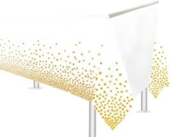 54" X 108" 4 Pack Blue Disposable Party Tablecloth For Rectangle Table Gold Stamping Dot Confetti Rectangular Plastic Table Cover For Baby Shower Party Birthday Engagement Wedding -Wilton Shop 41FGUkORRDL. AC