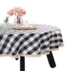 55Inch Gingham Checkered Tablecloth, Black & White Checker, Round Lace Polyester Tablecloth -Wilton Shop 41FHRbCyd5L