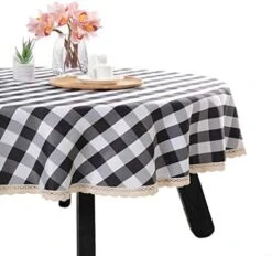 55Inch Gingham Checkered Tablecloth, Black & White Checker, Round Lace Polyester Tablecloth 19 55Inch Gingham Checkered Tablecloth, Black & White Checker, Round Lace Polyester Tablecloth -Wilton Shop 41FHRbCyd5L. AC 1