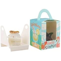 Cupcake Boxes, 30 PCS Cupcake Carriers Single Cupcake Carrier With Window Insert And Handle Pastry Containers Muffins For Favor Packing Bakery Wrapping Party