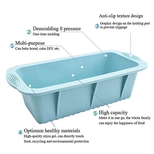 Loaf Pans For Baking Bread 8.5 X 4.5 Value 3 Pack Toast Oven Mold Silicone Food Grade Reusable Bakeware Pan Dishwasher For Kitchen Homemade Breads Cakes Meatloaf (Red+Blue+Purple-3 Pack) 5 Loaf Pans For Baking Bread 8.5 X 4.5 Value 3 Pack Toast Oven Mold Silicone Food Grade Reusable Bakeware Pan Dishwasher For Kitchen Homemade Breads Cakes Meatloaf (Red+Blue+Purple-3 Pack) - Image 3