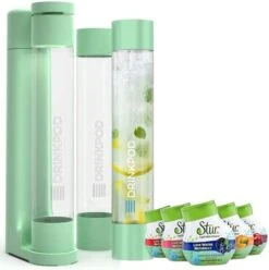 Fizzpod Soda Maker Home Soda Carbonation | Fizzy Bubbly Drink Machine With 3 PET Bottles, 3 Caps, 1 Carbonator Cap And Manual | Make Homemade Sparkle Water, Juice, Coffee, Tea And Cocktail Drinks With Fruit (Silver+C02) -Wilton Shop 41FhzOfevL. AC