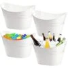 4 Pack Beverage Tub, 18L Plastic Beer Bottle Bucket With Handles, White Party Tub For Drinks, Plastic Ice Bucket For Wine Beer Bottle Cooler