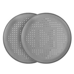 OvenStuff Set Of Two Nonstick 16-inch Pizza Crispers, Gray, HG247-AZ