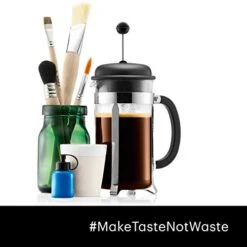 Bodum Caffettiera French Press Coffee Maker, Black Plastic Lid And Stainless Steel Frame, 8-Cup, 34-Ounce -Wilton Shop 41FvrKBN0uL