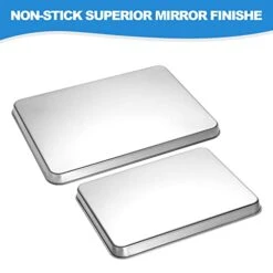 Baking Sheet Set Of 2, Yododo Stainless Steel Baking Pans Tray Cookie Sheet Cookie Pan , Non Toxic & Healthy, Mirror Finish & Rust Free, Easy Clean & Dishwasher Safe - Size Of 16inch & 12 Inch -Wilton Shop 41G97WltAFL