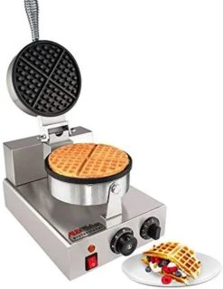 Belgian Waffle Maker | Cone Maker And Waffle Iron | Round-Shape Thin Waffles | Stainless Steel | 110V (SINGLE) -Wilton Shop 41GE70IDFZL. AC
