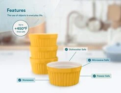 K 8 Oz Porcelain Ramekins, Oven Safe, For Baking Pot Pies, Creme Brulee. Lava Cake, Set Of 6 (Mustard) -Wilton Shop 41GH33PciHL