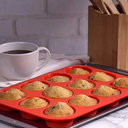RAKUTE Muffin Pan, 12 Cups Cupcake Pan Silicone Muffin Tin Easy Release For Baking DIY Making Cakes Cornbread Quiche Muffin Egg Cups Pan 4 RAKUTE Muffin Pan, 12 Cups Cupcake Pan Silicone Muffin Tin Easy Release For Baking DIY Making Cakes Cornbread Quiche Muffin Egg Cups Pan - Image 2