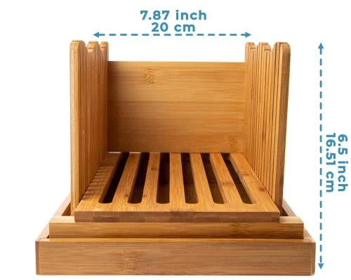 Bamboo Bread Slicer For Homemade Bread Loaf – Wooden Bread Cutting Board With Crumble Holder – Foldable, Adjustable And Compact Loaf Cutter – Thin Or Thick Slices 5 Bamboo Bread Slicer For Homemade Bread Loaf – Wooden Bread Cutting Board With Crumble Holder – Foldable, Adjustable And Compact Loaf Cutter – Thin Or Thick Slices - Image 3