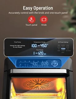 Air Fryer Toaster Oven, SWIPESMITH 26QT Convection Air Fryer, Bake, Broil, Roast, Dehydrate, Slow Cook, Digital Countertop Oven With 24 Presets 100 Recipes, Accessories, Touch Control, 1700W 9 Air Fryer Toaster Oven, SWIPESMITH 26QT Convection Air Fryer, Bake, Broil, Roast, Dehydrate, Slow Cook, Digital Countertop Oven With 24 Presets 100 Recipes, Accessories, Touch Control, 1700W -Wilton Shop 41GQmRtFOnL