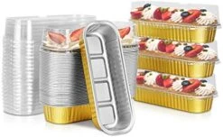 Disposable Mini Loaf Pans With Lids, 50pcs 6.8oz Aluminum Foil Narrow Cake Pans,Rectangle Cupcake Baking Cups Ramekins Tins Liners Containers Flans For Bread Muffin Brownie Cheesecake(Gold) 19 Disposable Mini Loaf Pans With Lids, 50pcs 6.8oz Aluminum Foil Narrow Cake Pans,Rectangle Cupcake Baking Cups Ramekins Tins Liners Containers Flans For Bread Muffin Brownie Cheesecake(Gold) -Wilton Shop 41GYYvLCplL. AC