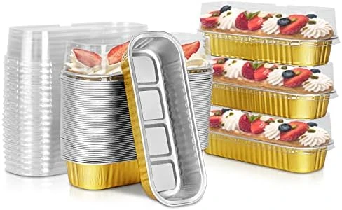 Disposable Mini Loaf Pans With Lids, 50pcs 6.8oz Aluminum Foil Narrow Cake Pans,Rectangle Cupcake Baking Cups Ramekins Tins Liners Containers Flans For Bread Muffin Brownie Cheesecake(Gold) 11 Disposable Mini Loaf Pans With Lids, 50pcs 6.8oz Aluminum Foil Narrow Cake Pans,Rectangle Cupcake Baking Cups Ramekins Tins Liners Containers Flans For Bread Muffin Brownie Cheesecake(Gold) - Image 9