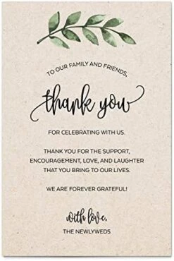 Thank You Table Place Setting Cards (Set Of 50) Greenery Placecards 4x6 Wedding, Party, Retirement, Graduation, Birthday, Shower, Baby, Bridal - Made In USA – Rustic Kraft Tan Green Leaves -Wilton Shop 41GcPhjUkGL. AC
