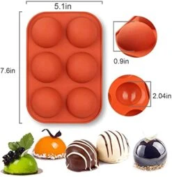 GENERIC 2Pcs Medium Semi Sphere Silicone Molds For Hot Chocolate Bomb, Cake, Jelly, Pudding, Handmade Soap, Half Sphere Silicone Baking Mold Non Stick. … (Red)