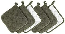 Oven Pot Holders 100% Cotton,7x7 Inches,3 Packs,Perfect For Cooking, Baking, Serving, BBQ Or Dinner Party (Gray, 3) -Wilton Shop 41GjGdiPQmL. AC