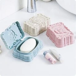 Soap Box Travel Portable Storage Box With Lid Soap Box Sealed Waterproof Soap Rack Face Wash Soap Box Three-Dimensional Carved Soap Dish (Color : Blue) 13 Soap Box Travel Portable Storage Box With Lid Soap Box Sealed Waterproof Soap Rack Face Wash Soap Box Three-Dimensional Carved Soap Dish (Color : Blue) -Wilton Shop 41GkiLR11vL