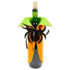 E-Living Halloween Wine Bottle Covers, Orange & Green Spider Cape W/Black Witch Outfit -Wilton Shop 41GlWvQ7JtL