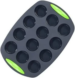 Silicone Muffin Pan 12 Cups Mini Size, Non-stick And Easy Pop Out Muffin Tin, Good Grip Perfect Result Cupcake Baking Tray, Egg Tart Bite Mini Pie Molds, Dark Grey -Wilton Shop 41GmqdOE17L. AC