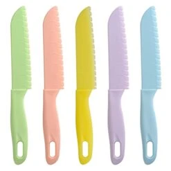 5 Pieces Kids Kitchen Knife Set, Toddler’Plastic Kitchen Knife Set - Kids Safe Cooking Knives, Chef Nylon Knife/Children's Fruit Knife, Cake Knife，Bread Knife, Lettuce Knife Or Salad Knife