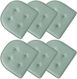 U-Shaped Chair Cushions For Dining Chairs 4 Pack, Memory Foam Chair Pads With Tufted Design And Non-Slip Backing, 17" X 16", Scuba Green -Wilton Shop 41H4BNR LcL. AC