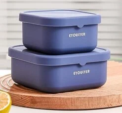 Silicone Bento Box With Lid Baby Storage Durable Bowl Mixing Serving Eating Non-Slip Easy Grip Indoor Outdoor Travel To-Go Food Containers Set2 Canister (BLUE-ROUND) -Wilton Shop 41H7iePl2FL. AC