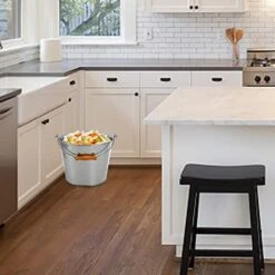 5-Quart Galvanized Metal Buckets With Wooden Handle, Galvanized Pail Ice Bucket For Beer, Wine, Champagne, Parties, Centerpieces, 9x7 Inches, Silver 15 5-Quart Galvanized Metal Buckets With Wooden Handle, Galvanized Pail Ice Bucket For Beer, Wine, Champagne, Parties, Centerpieces, 9x7 Inches, Silver -Wilton Shop 41H9AFPKSvL