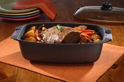 Roaster 8.3"x13" (5.3 Qt) HD Nonstick Diamond Coated Aluminum Roaster Includes Lid Dishwasher & Oven Safe Roaster Grey