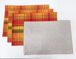Harvest Plaid 2 Layers Reversible Design Terracotta Cotton Placemats 13" W X 19" L, Set Of 4 - Autumn Plaid Table Mats For Home Decor, Thanksgiving, Holiday And Special Occasion -Wilton Shop 41HCRZiFd0L