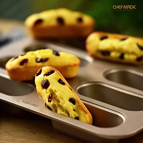 Twinkie Cake Pan, 8-Cavity Non-Stick Mini Hotdog-Shaped Muffin Eclair Bakeware For Oven Baking (Champagne Gold) 6 Twinkie Cake Pan, 8-Cavity Non-Stick Mini Hotdog-Shaped Muffin Eclair Bakeware For Oven Baking (Champagne Gold) - Image 4