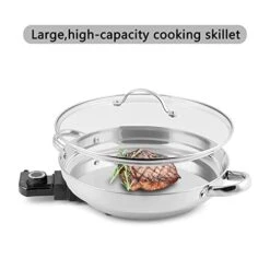 11.8" Large Capacity Electric Skillet - For Fry Bake Steam Simmer (Silver) 9 11.8" Large Capacity Electric Skillet - For Fry Bake Steam Simmer (Silver) -Wilton Shop 41HUPZenmAL