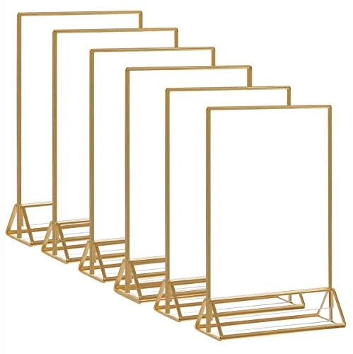 Acrylic Gold Sign Holder, 5x7 Gold Acrylic Picture Frames Clear Double Sided Menu Holder For Wedding Table Number 6 Pack 10 Acrylic Gold Sign Holder, 5x7 Gold Acrylic Picture Frames Clear Double Sided Menu Holder For Wedding Table Number 6 Pack - Image 8