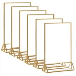 Acrylic Gold Sign Holder, 5x7 Gold Acrylic Picture Frames Clear Double Sided Menu Holder For Wedding Table Number 6 Pack 22 Acrylic Gold Sign Holder, 5x7 Gold Acrylic Picture Frames Clear Double Sided Menu Holder For Wedding Table Number 6 Pack -Wilton Shop 41HXFW2bwjL 3