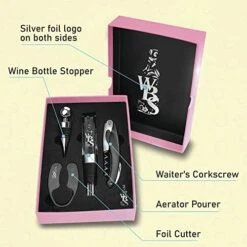 Opener Set- Corkscrew, Foil Cutter, Bottle Stopper, Aerator Pourer - Perfect Wine Accessories For Birthdays, Holiday's And More! - Ideal For A Wine Basket, Wine Lovers, Vino Tool Kit -Wilton Shop 41HZkjKG4bL