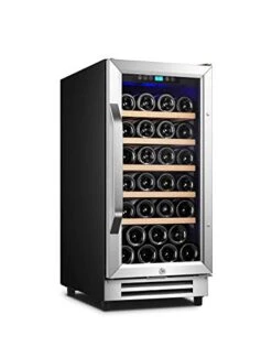 15 Inch Wine Cooler Refrigerator – Update Version - Compressor Wine Bottle Chiller – Single Temp Zones – Stores Upto 32 Bottles