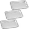 Aluminum Sheet Pan Set, Non-Toxic, Microwave Safe, Bakeware For Baking, Grilling, Kneading. Heavy-Gauge, High Heat Tolerance, Reusable Small Baking Sheet, 3 Set For, Commercial And Home Use, Non Stick