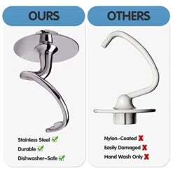 K45DH Dough Hook Attachment And Mixer Slider Mat For KitchenAid 4.5-5 Quart Tilt-Head Stand Mixer, Stainless Steel Spiral Dough Hook, Mess Free, Dishwasher Safe, Mixer Accessory -Wilton Shop 41I2Jco13UL