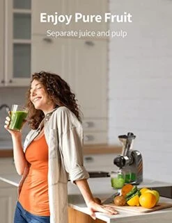 Slow Juicer Machines Vegetable And Fruit, 3”Extra Large Chute With Quiet Motor & Reverse Function, Cold Press Juicer 200W Power, BPA-Free & 2 Heat-Resistant Glasses In Jet Black -Wilton Shop 41I9b2PyWwL