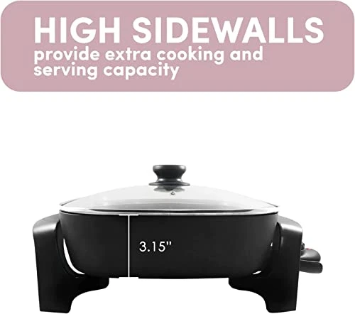 Nstick Extra Deep Electric Skillet - With Glass Vented Lid, Serves 4 To 6 People (7.5Qt.) 7 Nstick Extra Deep Electric Skillet - With Glass Vented Lid, Serves 4 To 6 People (7.5Qt.) - Image 5