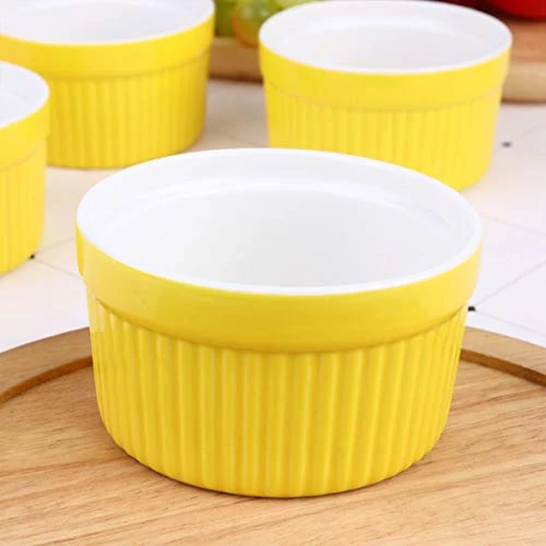 5pcs Porcelain Ramekins For Baking Round Ceramic Ramekins Small Desserts Bowls For Creme Brulee Dishes Puddings 3. 5inch Yellow 4 5pcs Porcelain Ramekins For Baking Round Ceramic Ramekins Small Desserts Bowls For Creme Brulee Dishes Puddings 3. 5inch Yellow - Image 2