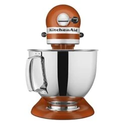 KitchenAid KSM150PSSC Mixer Bowl, 5 Quart, Scorched Orange & KFE5TS Flex Edge Beater, 4.5-5 Qt, Subtle Silver -Wilton Shop 41IOA003zTL