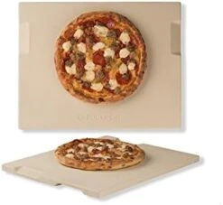Pizza Stone 12in X 15in Rectangular Baking & Grilling Stone, Perfect For Oven, BBQ And Grill. Innovative Double - Faced Built - In 4 Handles Design -Wilton Shop 41IQsBQ4reL. AC