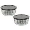 Pyrex (2) 7201 4 Cup Day Of The Dead Mariachi Skeleton Glass Bowls & (2) 7201-PC Black Plastic Lids -Wilton Shop 41IV8hNlLaL